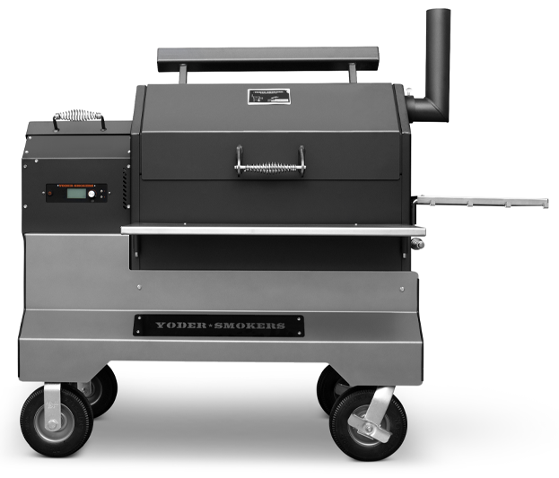 Yoder Smokers YS640S Comp (Black) + Stainless Steel Shelves + 2nd Level Slide-Out Cooking Shelf and Drawer