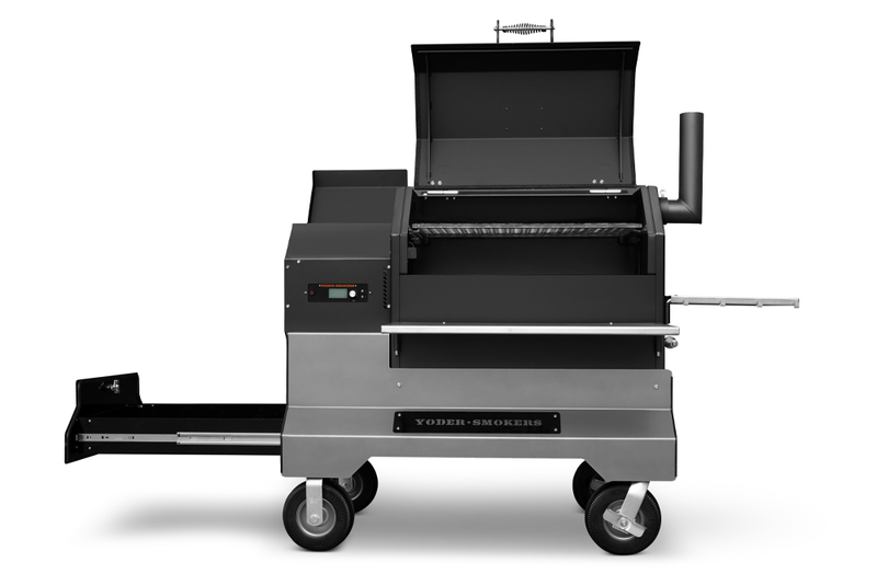 Yoder Smokers YS640S Comp (Black) + Stainless Steel Shelves + 2nd Level Slide-Out Cooking Shelf and Drawer