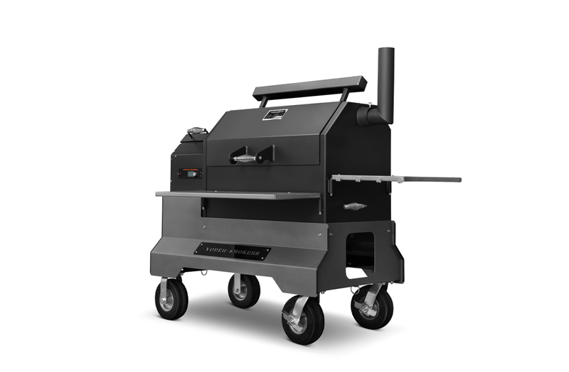 Yoder Smokers YS640S Comp (Black) + Stainless Steel Shelves + 2nd Level Slide-Out Cooking Shelf and Drawer