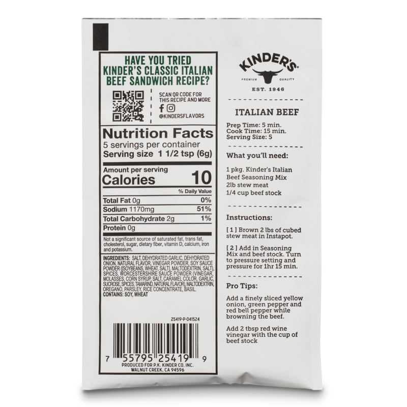 Kinder's Beef Seasoning Italian Beef