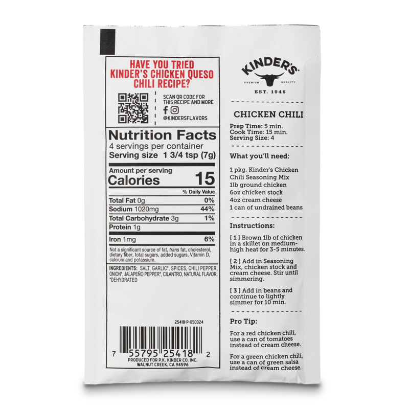 Kinder's Chili Seasoning Chicken Chili