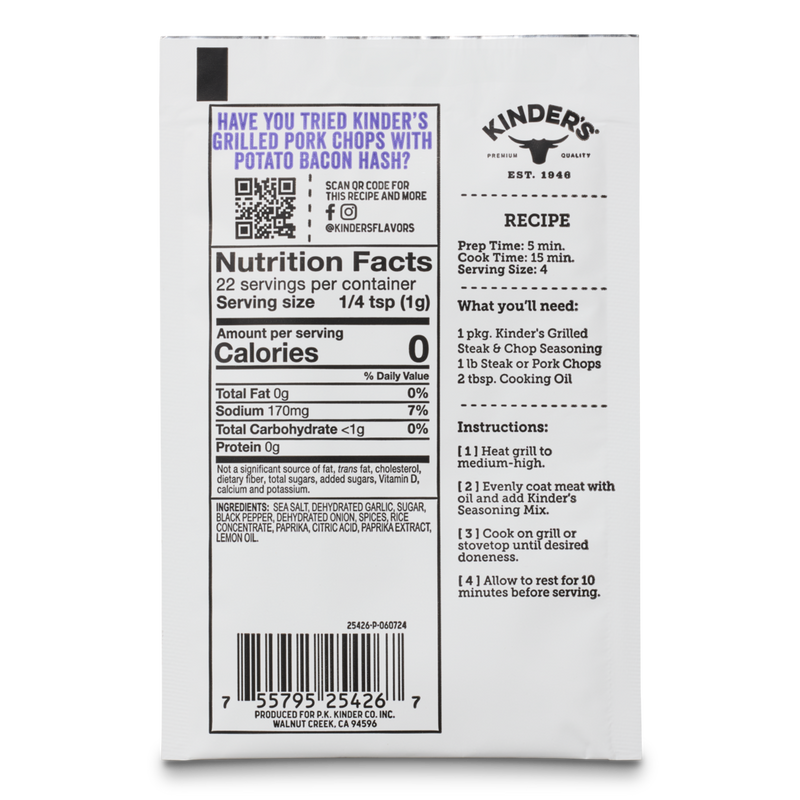 Kinder's Grilling Seasoning Grilled Steak & Chop