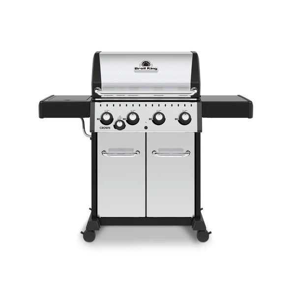 Broil King CROWN S440 BBQ with Side Burner & Heavy-Duty Cast Iron Cooking Grids
