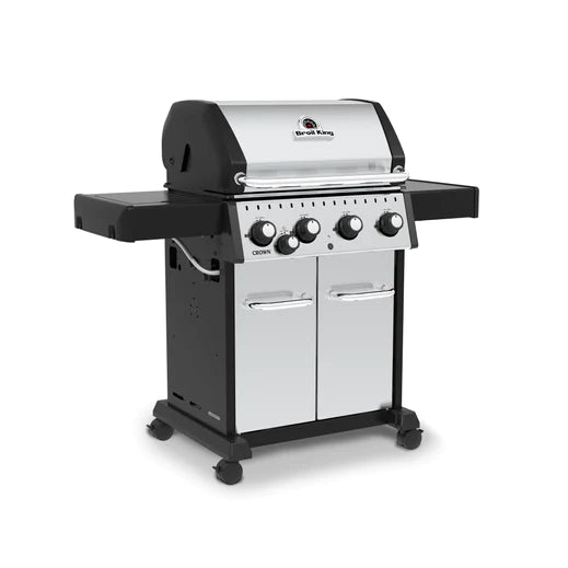 Broil King CROWN S440 BBQ with Side Burner & Heavy-Duty Cast Iron Cooking Grids