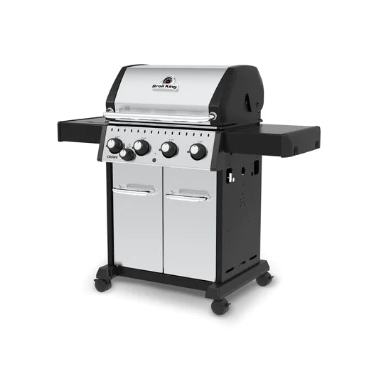 Broil King CROWN S440 BBQ with Side Burner & Heavy-Duty Cast Iron Cooking Grids