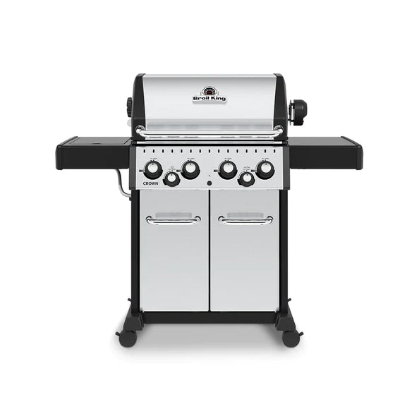Broil King CROWN S490 BBQ with Side Burner, Rear Rotisserie Burner, Rotisserie Kit & Heavy-Duty Cast Iron Cooking Grids