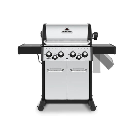 Broil King CROWN S490 BBQ with Side Burner, Rear Rotisserie Burner, Rotisserie Kit & Heavy-Duty Cast Iron Cooking Grids