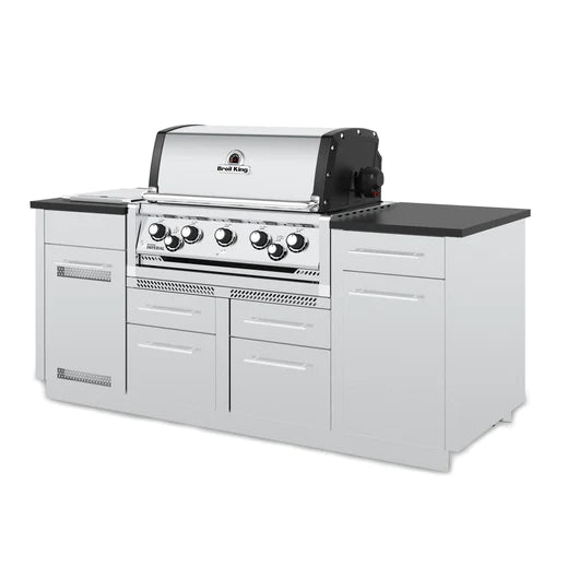 Broil King IMPERIAL S590i Grilling Center w/ Granite Counter Top, Side Burner, Rear Rotisserie Burner, & Rotisserie Kit
