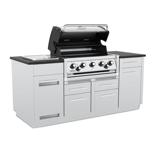 Broil King IMPERIAL S590i Grilling Center w/ Granite Counter Top, Side Burner, Rear Rotisserie Burner, & Rotisserie Kit