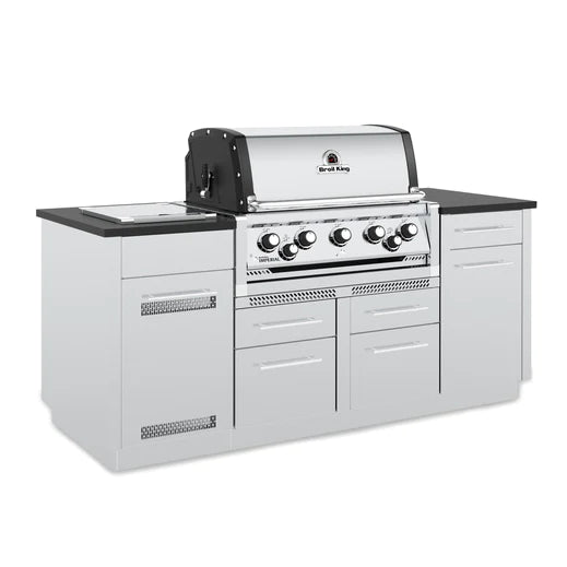 Broil King IMPERIAL S590i Grilling Center w/ Granite Counter Top, Side Burner, Rear Rotisserie Burner, & Rotisserie Kit