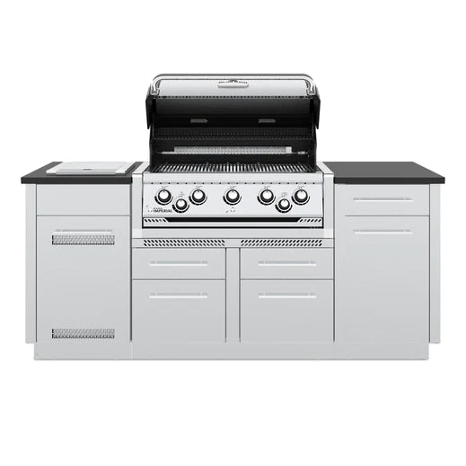 Broil King IMPERIAL S590i Grilling Center w/ Granite Counter Top, Side Burner, Rear Rotisserie Burner, & Rotisserie Kit