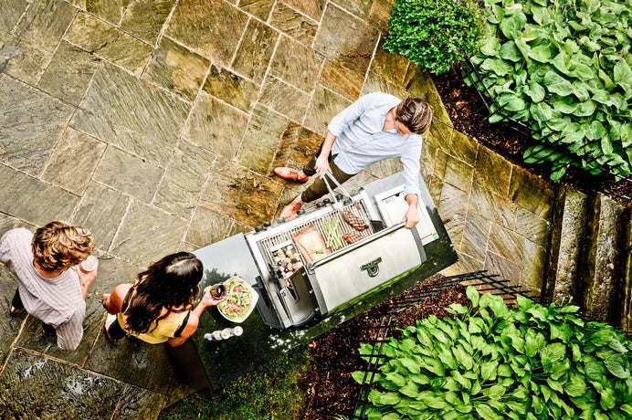 Broil King IMPERIAL S590i Grilling Center w/ Granite Counter Top, Side Burner, Rear Rotisserie Burner, & Rotisserie Kit