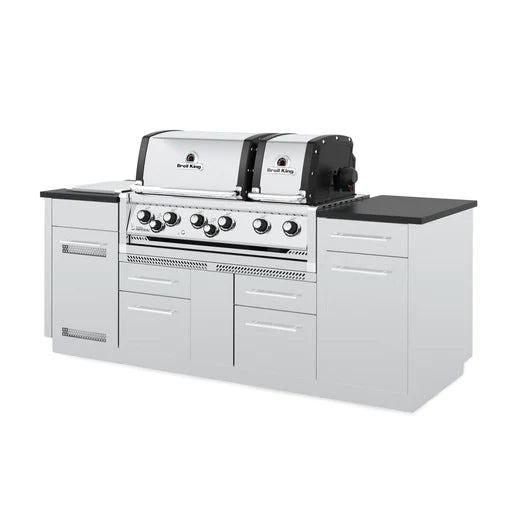 Broil King IMPERIAL S690i Grilling Center w/ Granite Counter Top, Side Burner, Rear Rotisserie Burner, & Rotisserie Kit