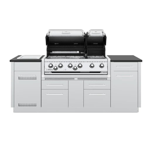 Broil King IMPERIAL S690i Grilling Center w/ Granite Counter Top, Side Burner, Rear Rotisserie Burner, & Rotisserie Kit
