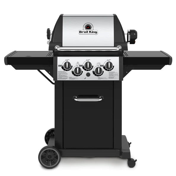 Broil King MONARCH 390 3-Burner BBQ with Side Burner, Rear Rotisserie Burner, Rotisserie Kit & Heavy-Duty Cast Iron Cooking Grids