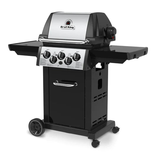 Broil King MONARCH 390 3-Burner BBQ with Side Burner, Rear Rotisserie Burner, Rotisserie Kit & Heavy-Duty Cast Iron Cooking Grids