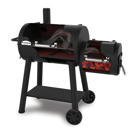 Broil King REGAL Charcoal Offset Smoker 500 with Heavy Duty Cast Iron Grids