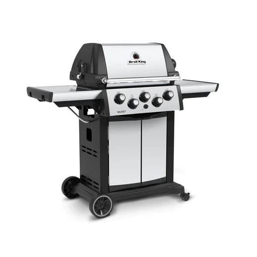 Broil King SIGNET 390 3-Burner BBQ with Side Burner, Rear Rotisserie Burner, Rotisserie Kit & Heavy-Duty Cast Iron Cooking Grids