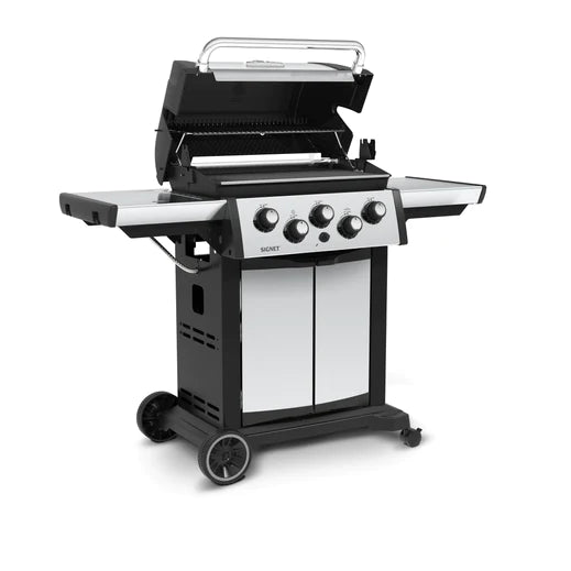 Broil King SIGNET 390 3-Burner BBQ with Side Burner, Rear Rotisserie Burner, Rotisserie Kit & Heavy-Duty Cast Iron Cooking Grids