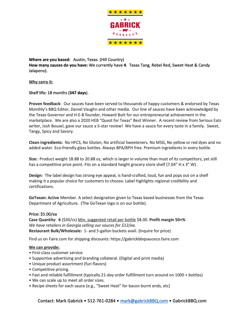 Gabrick Candy Jalapeño BBQ Sauce