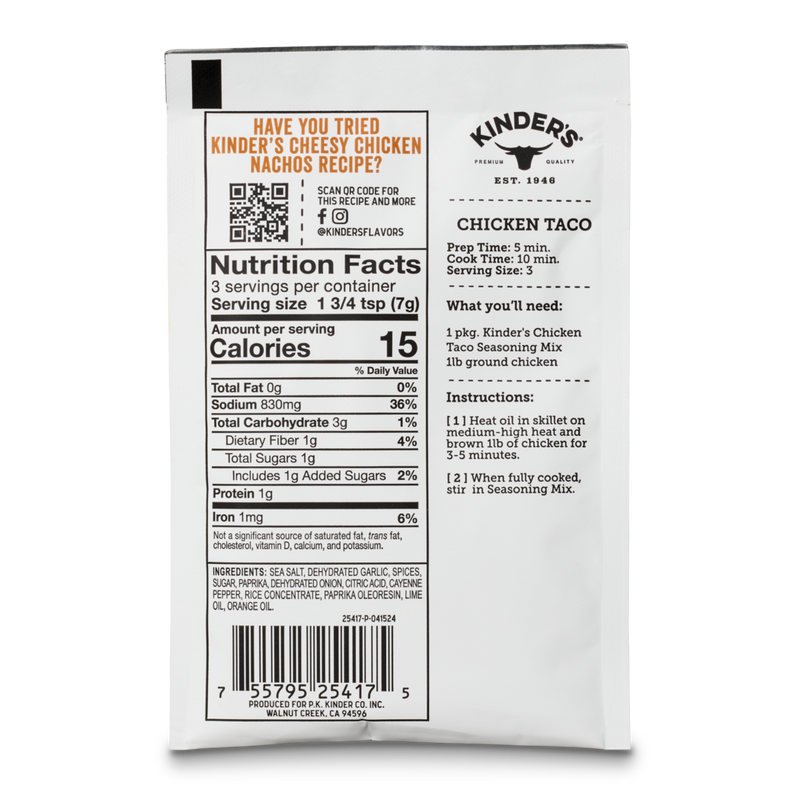 Kinder's Chicken Taco Mexican Seasoning