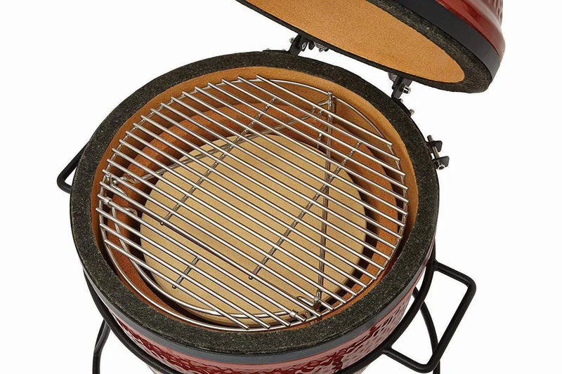 Kamado Joe Joe Jr. Red W/ Cart, Heat Deflector & Tools