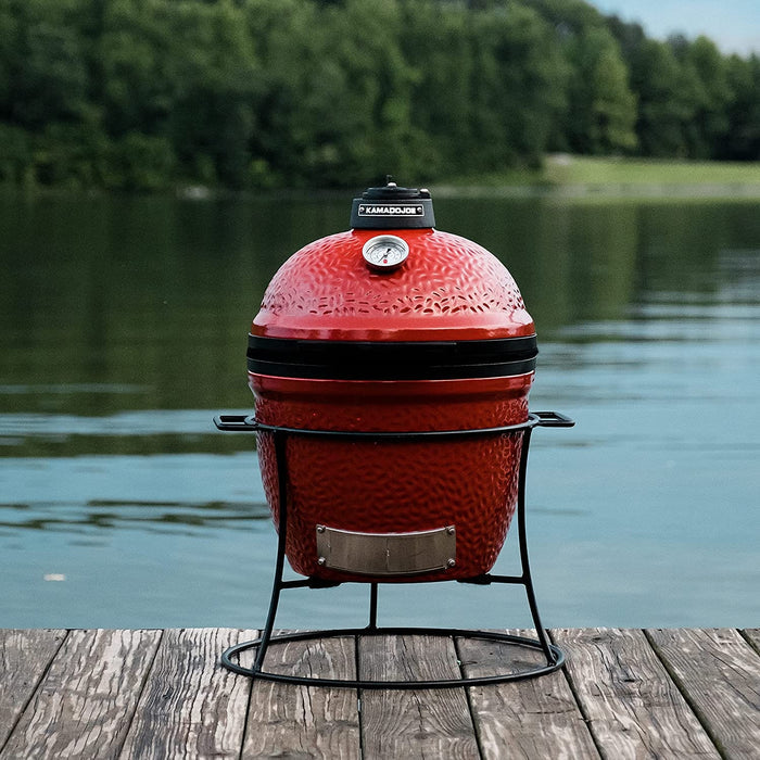 Kamado Joe Joe Jr. Red W/ Cart, Heat Deflector & Tools