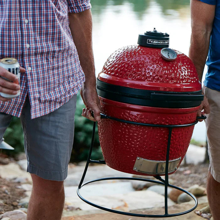 Kamado Joe Joe Jr. Red W/ Cart, Heat Deflector & Tools