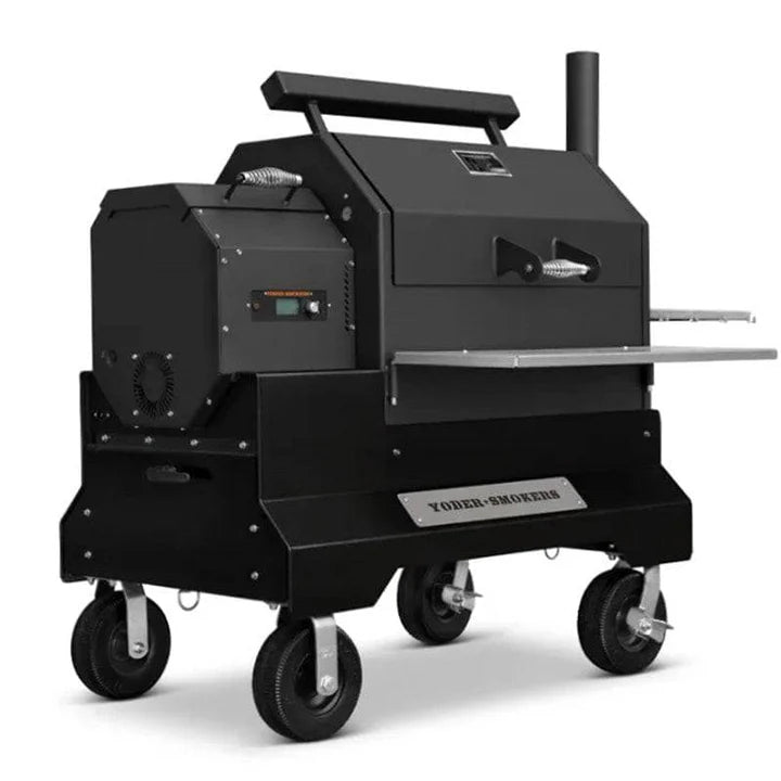 Yoder Smokers YS640S Comp (Black) + Stainless Steel Shelves + 2nd Level Slide-Out Cooking Shelf and Drawer
