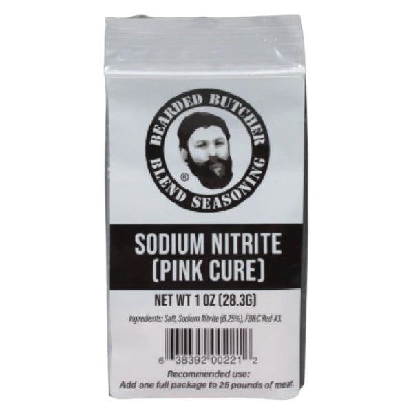 DIY Sausage - Bearded Butchers Pink Curing Salt (Sodium Nitrite) - 1 oz for 25 lb Meat